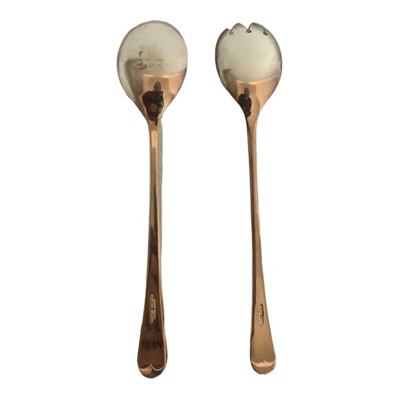 Vintage Silver Plated Salad Serving Spoon Fork Set England EPNS Shabby Chic - Picture 3 of 9